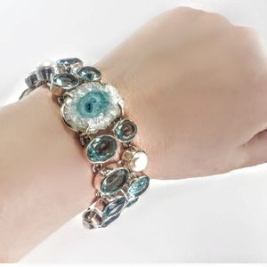 Blue Gemstones and Pearl and Silver bracelet